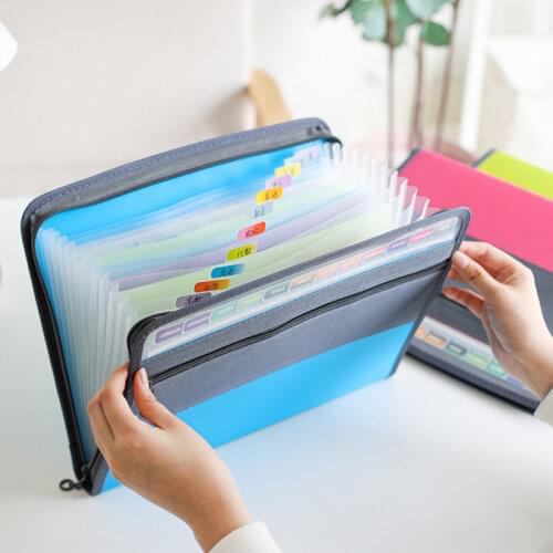 A4 Multi-layer Organ Bag Zipper Information Briefcase Document File Folder Student Test Paper Holder Pack office supplies