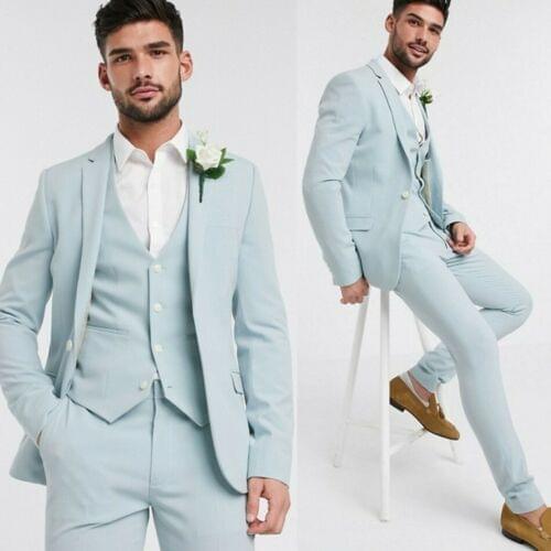 Fashion Men Suits Groom Tuxedos Notched Lapel Slim Fit Blazer costume homme Jacket Pants Vest Groomman wedding dress