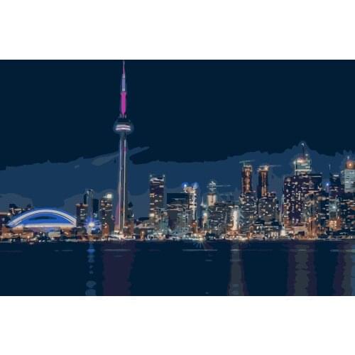 MaHuaf-j626 lights night ontario toronto canada Diy painting by numbers acrylic paint by numbers kit landscape wall pictures