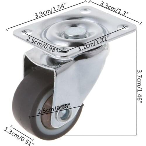 T3EC Mini Small Casters 1 Inch TPE rubber Super Mute Wheels For Bookcase Drawer Flower Racks