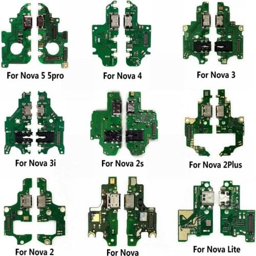 New Charging Port Connector Board Parts Flex Cable With Microphone Mic For Huawei Nova 5i 5 4e 4 3 3i 3e 2 2S 2i Plus Lite 2017