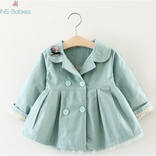 Newborn baby girls clothes Spring And Autumn Lapel Coat Children Windbreaker girl Outwear Clothing Kids Trench new year clothing