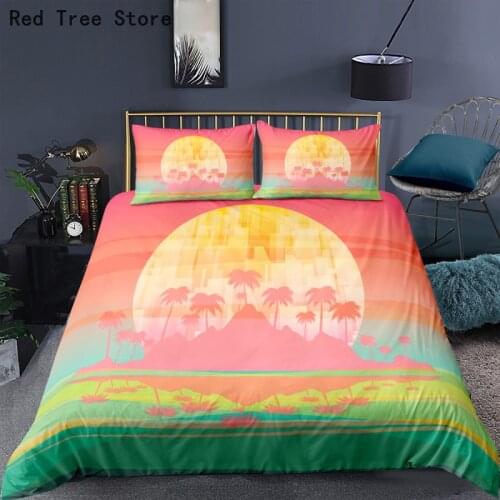 Island Sunrise Landscape Bedding Set 3D Printed Duvet Cover & Pillowcase Adult Child Room Decor Bedclothes 2/3 Pcs Home Textiles