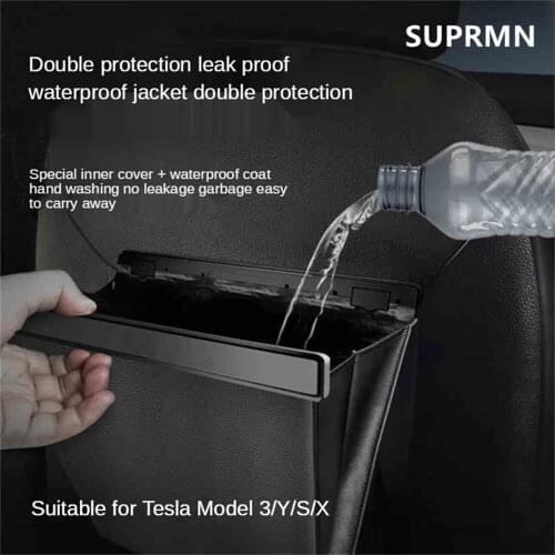 Suitable for Tesla car trash can rear storage trash bag model3/y/x/s interior accessories model3/y/x/s car trash storage bag