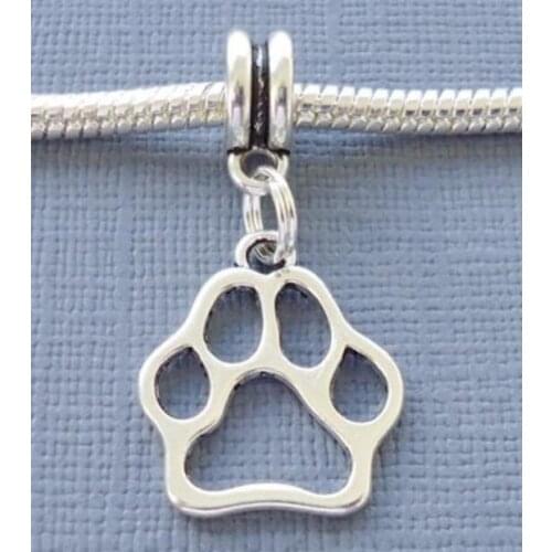 Dangle DOG PAW Print Charms Pendants For Jewelry Making Vintage Slver Accessories Hot Fashion Findings Handcraft Crafts