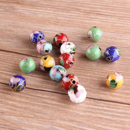 20pcs Polished Cloisonne Enamel Filigree 6-14mm Beads Handmade DIY Earrings Necklace Bracelet Jewelry Making Findings Wholesale