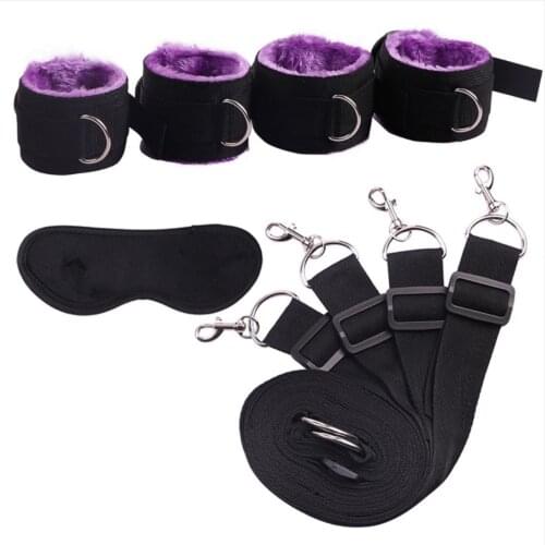 Women Men Cosplay Sex Toys Erotic Roleplay Slave Harness Wrist Ankle Cuffs Nylon Belt Eye Mask Set Couple Restraints Sex Toy Kit