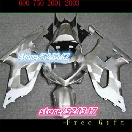 Silver Fairing for SUZUKI GSXR600 GSXR750 K1 01 02 03 GSXR600 750 01-03 GSX-R600 750 2001-2003 body kit