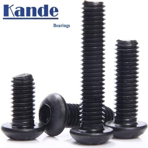 KANDE 20pcs 50pcs Black M3 M4 M5 M6 Blacken Carbon steel 10.9 Grade Round Head Screws Mushroom Hexagon Hex Socket Button Head