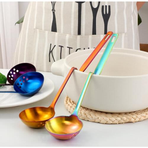 Stainless Steel Z-Shaped Hot Pot Soup Spoon Long Handle Hanging Colander Round Tableware Stirring Scoop Kitchen Cooking Utensils