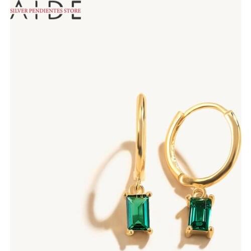 AIDE Round 925 Sterling Silver Enamel Earrings INS Green Series Pendant Earrings Women Wedding Jewelry Charm Earring Pendientes