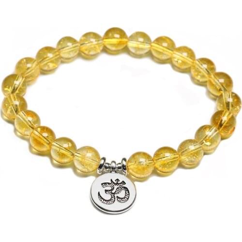 Natural Citrine Stone Meditation Lotus Buddha Pendant Women Bracelet For Men Energy Healing Yoga Handmade Jewelry