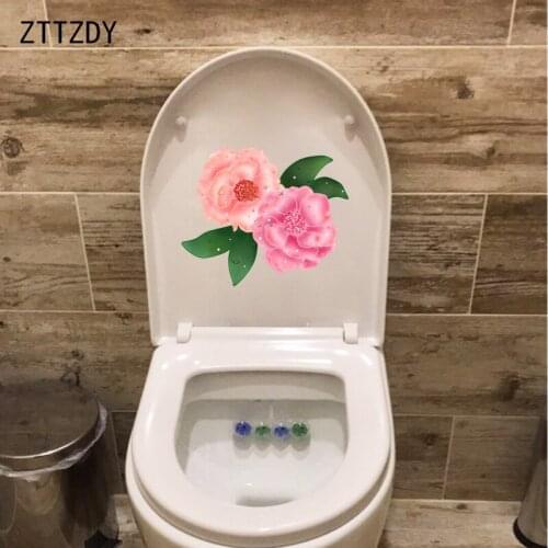 ZTTZDY 22.6*18.8CM Pink Rose Flowers Bathroom Toilet Sticker Home Decoration Wall Decal T2-0497