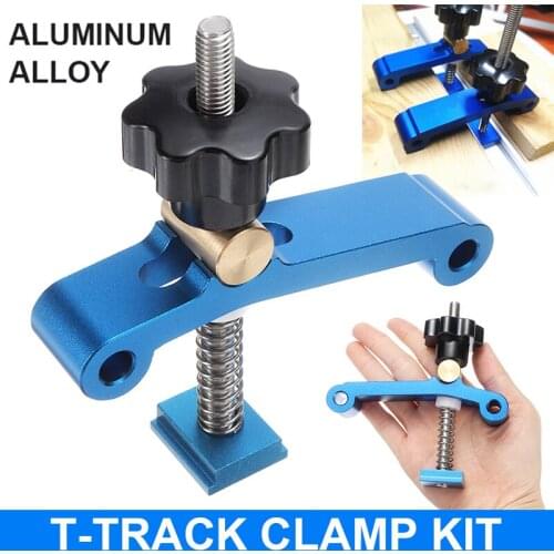 1 Set Aluminum Alloy Woodworking Quick Acting Hold Down T-slot T-track Clamp Kit For T-slot T-track Wood Working