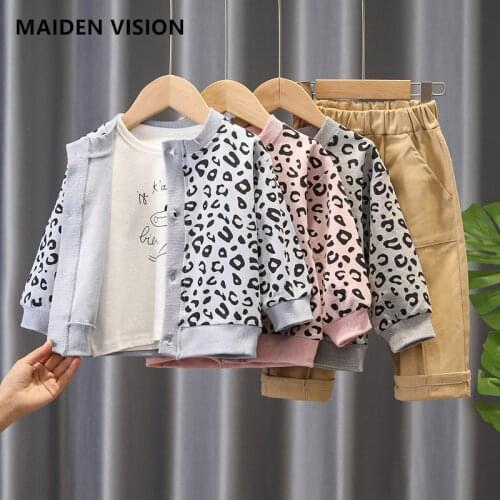 2021 spring Kid Boy Girl Clothing New Casual Tracksuit Long Sleeve Leopard Zipper Sets Infant Clothes Baby Pants 1 2 3 4 Years