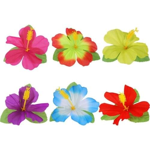 24pcs Hibiscus Flowers Hawaii Party Summer Party Diy Decorations Artificial Flowers Girls Favor Hair Decoration Flower