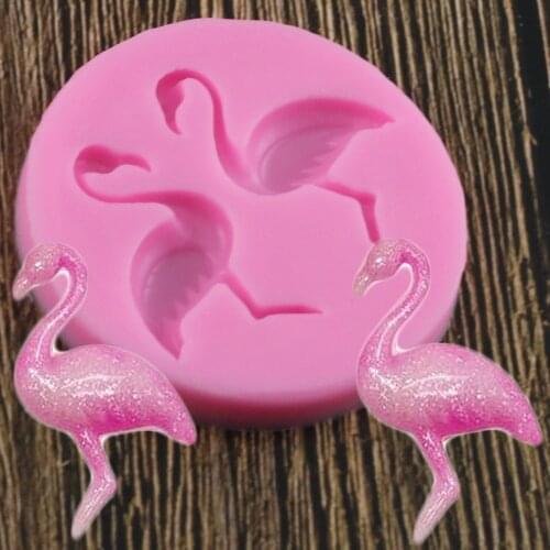 3D Flamingos Silicone Molds Cupcake Topper Fondant Mould DIY Party Cake Decorating Tools Candy Clay Chocolate Moulds