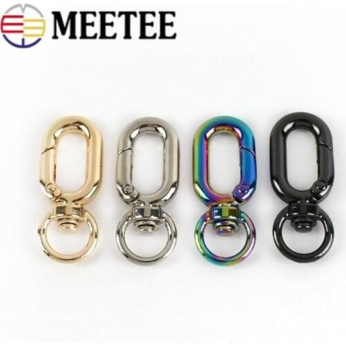 Meetee 4/10pcs 10mm Spring Circle Round Tail Opening Hook Buckle Egg-shaped Ring Spring Snap Buckles DIY Chain Strap Hang Clasp