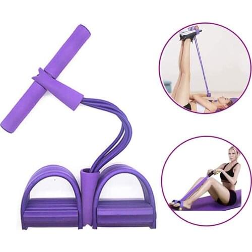 4 Tube Multifunction Resistance Training Pull Rope Sit-up Expander Foot Pedal Workout Bands Home Gym Sport