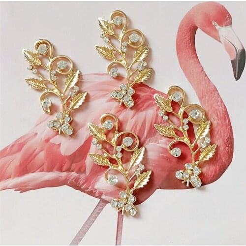 5Pcs/Lot Rhinestone Alloy Buttons Branches Button For Girl Hair Bag Shoe Phone Shell Diy Clothing Decoration Jewelry Accessories