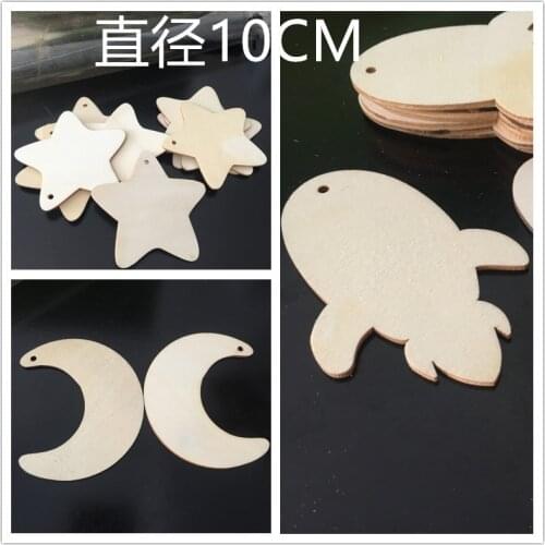 5pcs Blank Moon Fish Wood Slices Unfinished Wooden Cutouts for DIY Arts and Crafts Projects, Decorations, Ornaments