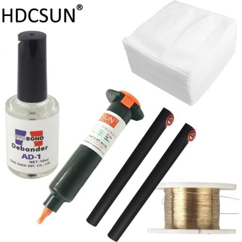 5 in 1 LOCA UV glue tp-2500 with Glue Remover Dispergator Screen glue Golden Cutting Wire and clean clothes wipes Free Shipping