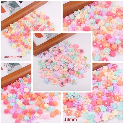 50pcs/lot flat back resin flowers mix colors resin cabochons accessories