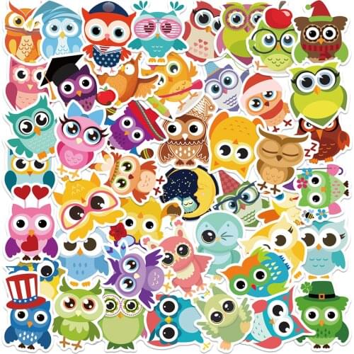 80 Cartoon Owl Kids Stickers Cute Animals VSCO Girl Anime Sticker Pack On Laptop Car Guitar Book Luggage Decoration Decal Toy