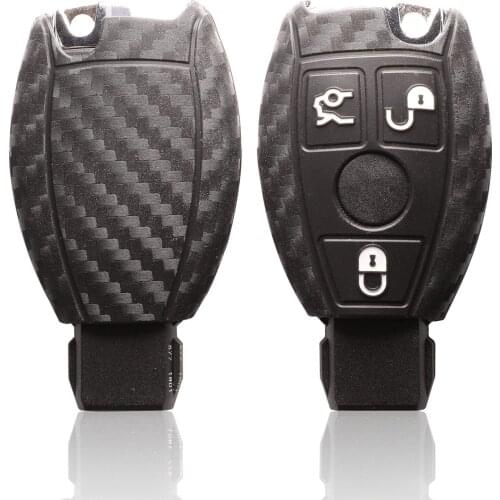 Bilchave 5pcs Carbon Fiber Silicone Remote Car Key Case Cover Fob For Mercedes Benz CLS CLA GL R SLK AMG A B C S Class