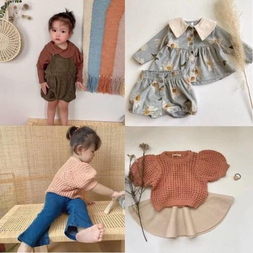 Kids Sweater Shirt Pant Set 2021 Autumn Toddler Girls Long Sleeve Top Bloomers Suit Baby Child Outwear Costume Cotton Clothes