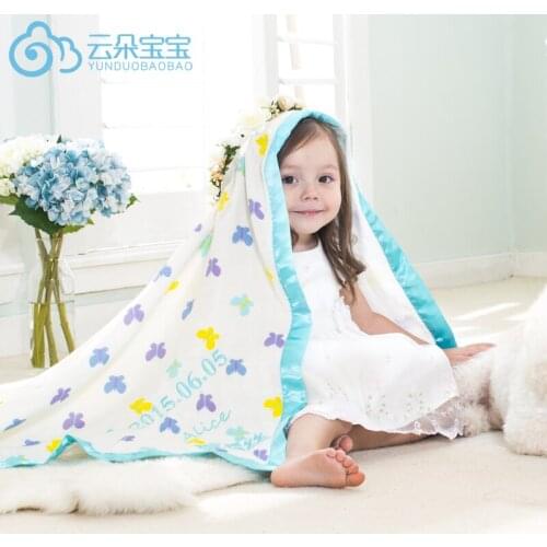 Baby Pure Cotton Blanket Gauze Cover for newborn summer blanket swaddle manta bebe can embroider babys name