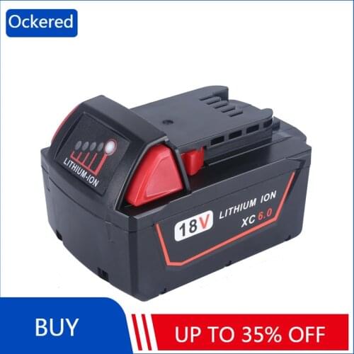 Ockered Double Layer 18V 6000mah Electric Drill Rechargeable Battery for Milwaukee for M18 XC 48-11-1815 M18B2 M18B4 M18BX Li18