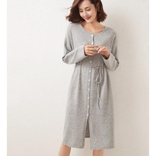 2021 New Fashion Long Paragraph Cardigan 100% Wool Sweater Casual Sweet Knit O-Neck Sweaters Coat Women Blouse Tops 5 Colors