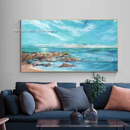 Sea scenery Pictures Hand Painted Oil Painting On Canvas Unframed Handmade Wall Art For Living Room Home Wall Decor