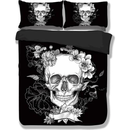 Black Skull Bedding Set 3D Printed Duvet Cover Set Twin Full Queen King size Beds Cover Single Double Gothic Bed Linens Set 3pcs