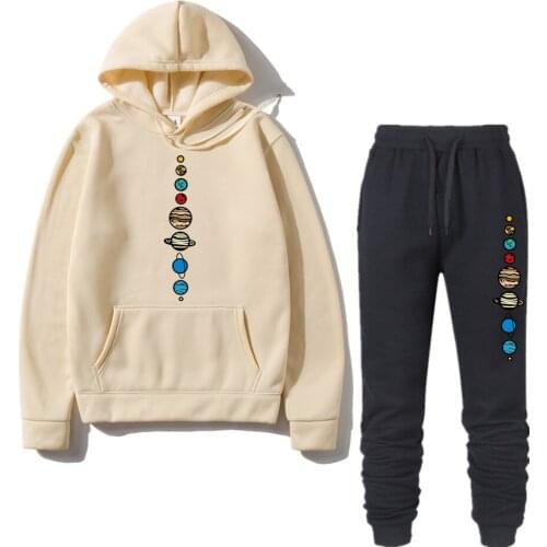 Casual Tracksuit Mens Sportswear Sets hoodie + pants 2 piece Suit Planets Colour Men Hoodie Sweatshirt Sports and Leisure Suit