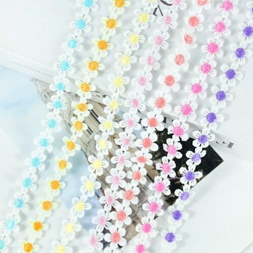 5Yards 15mm Daisy Lace Trim Flower Lace Fabric Embroidery Handmade Patchwork Ribbon Home DIY Crafts Apparel Sewing Accessories