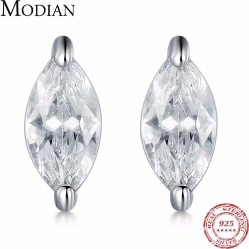 MODIAN Clear Cubic Zirconia 925 Sterling Silver Earrings Gift For Women Silver Small Earring Fashion Jewelry brincos