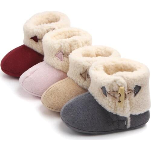 Fashion Winter Baby Boots Infant Girls Boys Warm Ankle Snow Boots Toddler Fur Plush Insole Buckle Boots Shoes