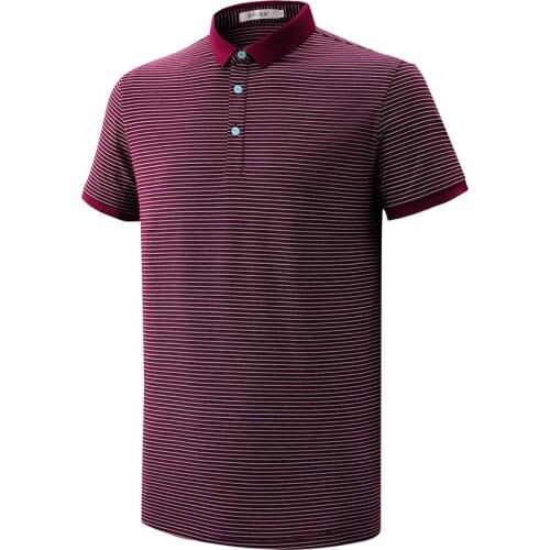 G8204 Yarn Dyed T Shirt Mens Sports Office Casual Style Summer Short Sleeve Thin Striped Polo In 170gsm Cotton Polyester Fabric