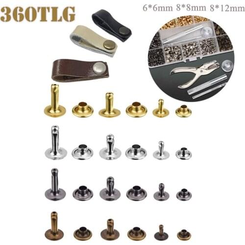 360 set Leather Rivets Hollow Rivet Set Offer Leather Rivet Decorative Rivet for Garment Leather Craft Belt Decoration 6/8/12mm