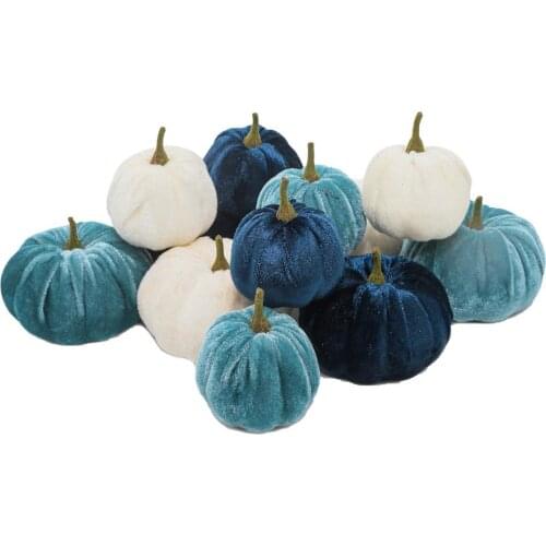 12pcs Halloween Artificial Pumpkins Set Realistic Velvet Pumpkin Mold For Fall Harvest Halloween Harvest Decoration Props