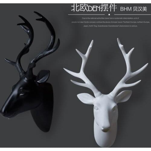Nordic style animal head mural wall hangings wall ornament series black and white deer head hanging wall dies