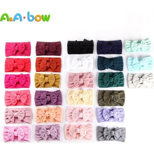 100pcs Cable Knit Nylon Bow Headwrap, One size fits all Baby headbands, wide nylon headbands, baby headbands, Knot bow headwear