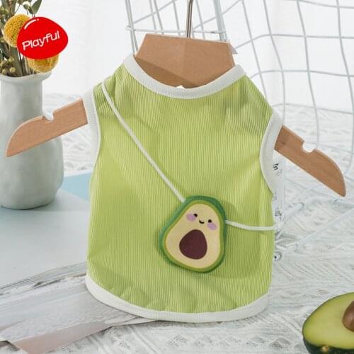 Pet clothes Thin and breathable green avocado satchel vest in Spring and Summer Teddy Chihuahua Cat two legged clothing
