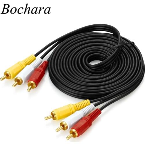 Bochara Gold Plated 3 RCA to 3 RCA Male to Male Audio Video AV Cable OFC High Grade 1.5m 3m 5m 10m 15m 20m