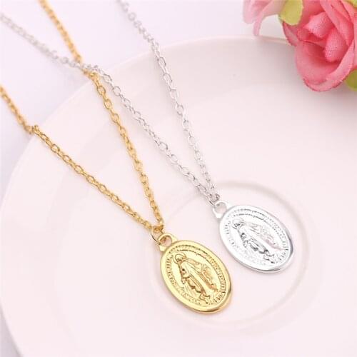 Religious Christian Prayer Pendant Necklaces Oval Shape Link Chain Necklace For Female Men Choker jewelry accessories Gifts