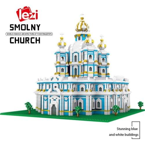 St.Petersburg Smolny Church LEZI World Famous Mini Micro Building Blocks Street View 3D Architecture Model Bricks Children Toy