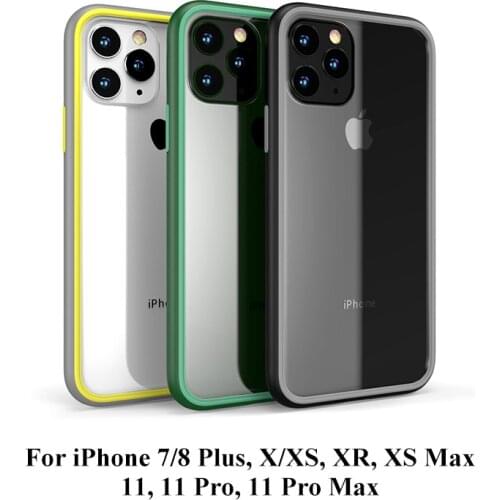 Contrast Color Silicone Frame Acrylic Back Case for iPhone 12 Case Logo 11 Pro 8 Plus 7 12mini iPhone XS Max Case Clear X XR XS