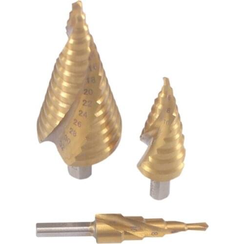HSS M35 Titanium Step Drill Bits For Metal Wood Hex Shank Stepped Bit 4-12/4-20/4-32 Carpenter Tools Auger Center Drill Hole